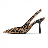 Animal Print Pointed Toe Pumps Stiletto Heel Adjustable Strap Evening Party Office