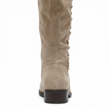 Black Leather High Boots Low Block Heel Warm Lining Knee High Casual Office