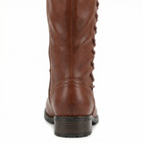 Black Leather High Boots Low Block Heel Warm Lining Knee High Casual Office