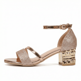 Block Heel Sandals Open Toe Ankle Strap Party Dress Shoes for Women - Mateo & Eliana