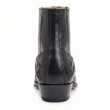 Western cowboy boots in genuine leather with pointed toe and block heel