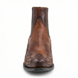 Western cowboy boots in genuine leather with pointed toe and block heel