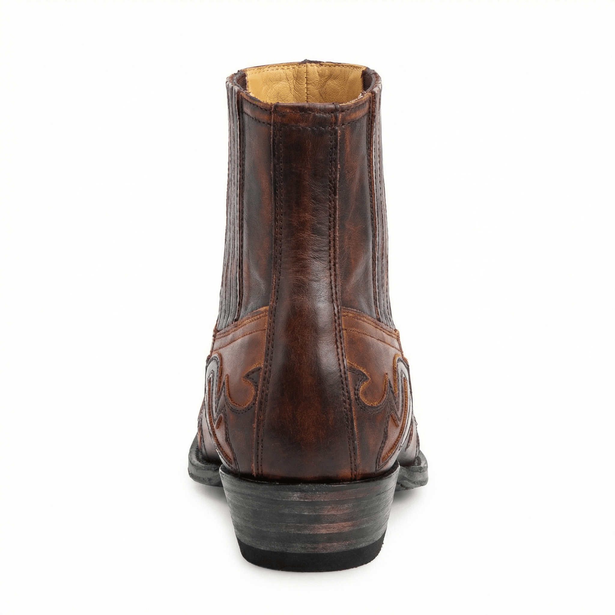 Cowboy Boots Western Genuine Leather Pointed Toe Block Heel Embroidered Pull-On - Mateo & Eliana