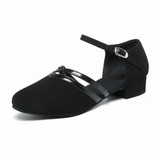Women's dance sandals with ankle strap and stable block heel