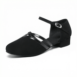 Dance Sandals Ankle Strap Stable Block Heel Non-Slip Suede Sole Padded Insole Women's - Mateo & Eliana