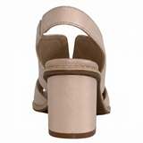 Leather heeled sandals with comfort footbed and non-slip sole