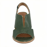 Leather Heeled Sandals with Comfort Footbed, Non-Slip Sole, Buckle Strap - Mateo & Eliana