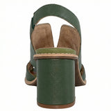 Leather Heeled Sandals with Comfort Footbed, Non-Slip Sole, Buckle Strap - Mateo & Eliana