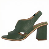 Leather Heeled Sandals with Comfort Footbed, Non-Slip Sole, Buckle Strap - Mateo & Eliana