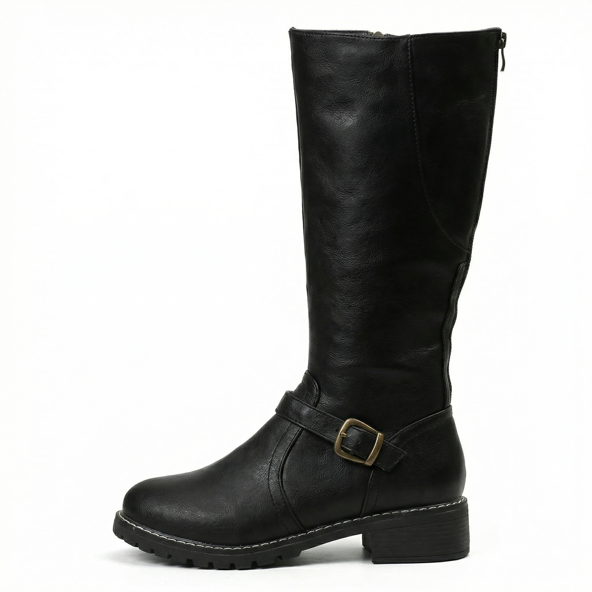 Women's leather high boots with cushioned footbed