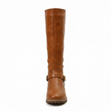Women's leather high boots with cushioned footbed