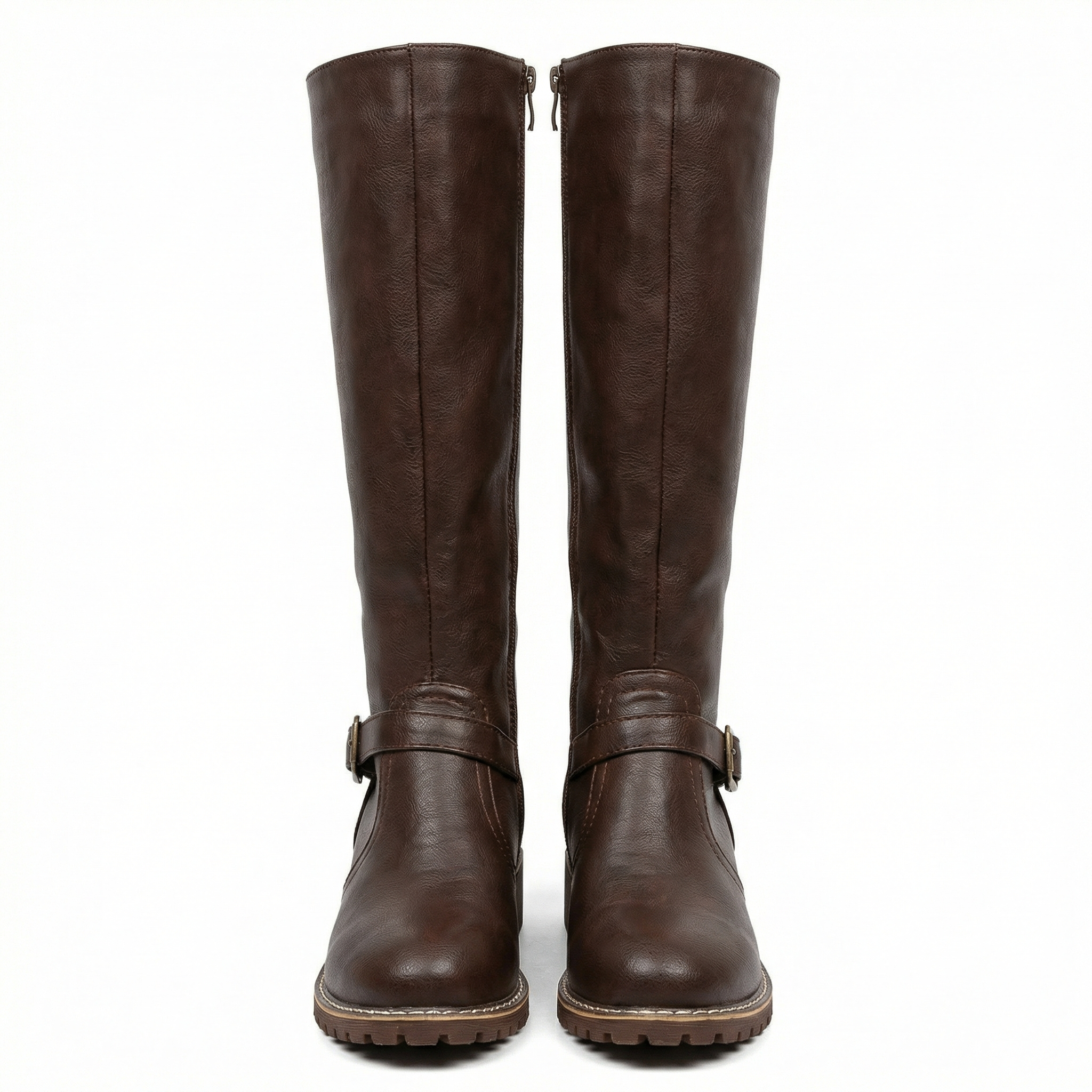 Women's leather high boots with cushioned footbed