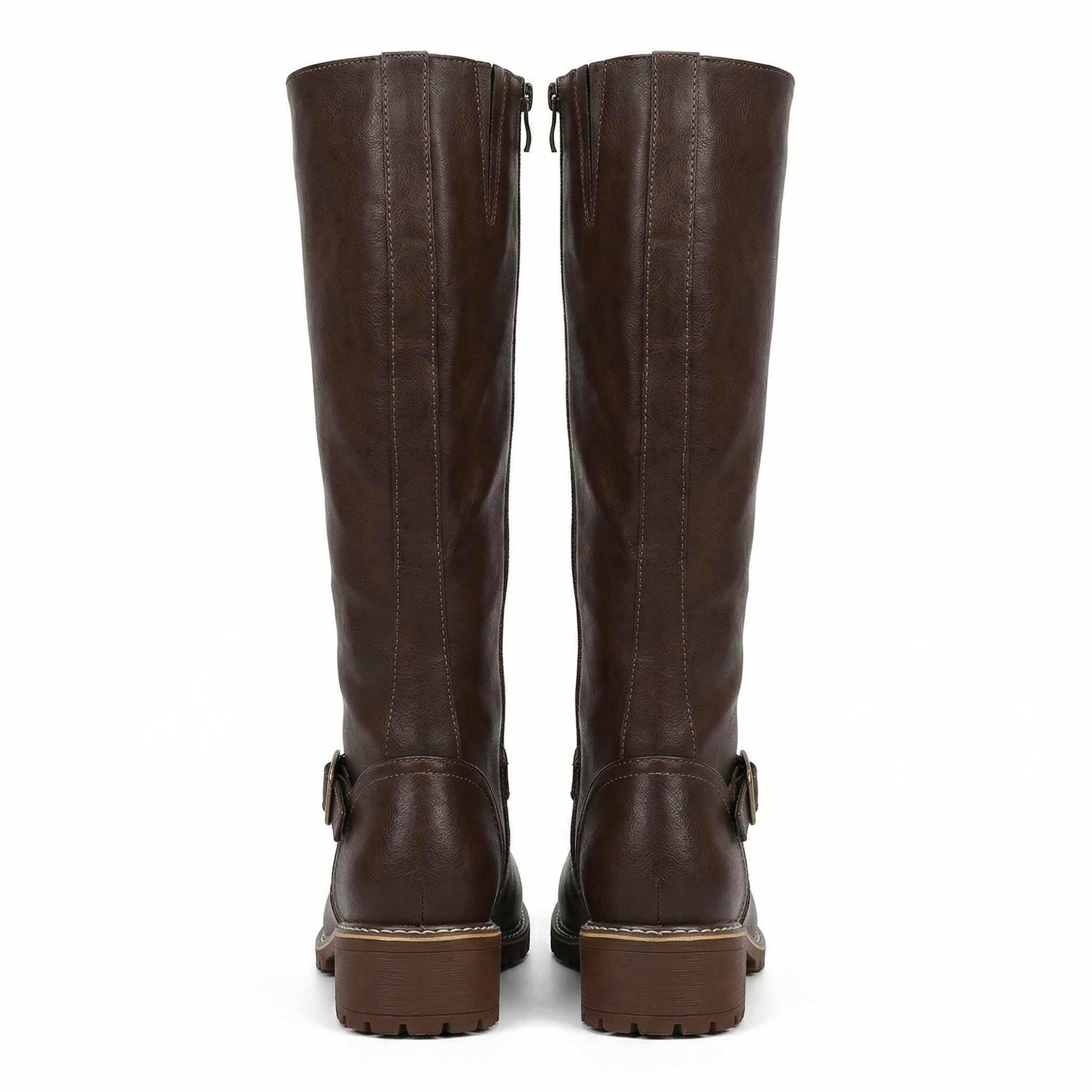 Women's leather high boots with cushioned footbed