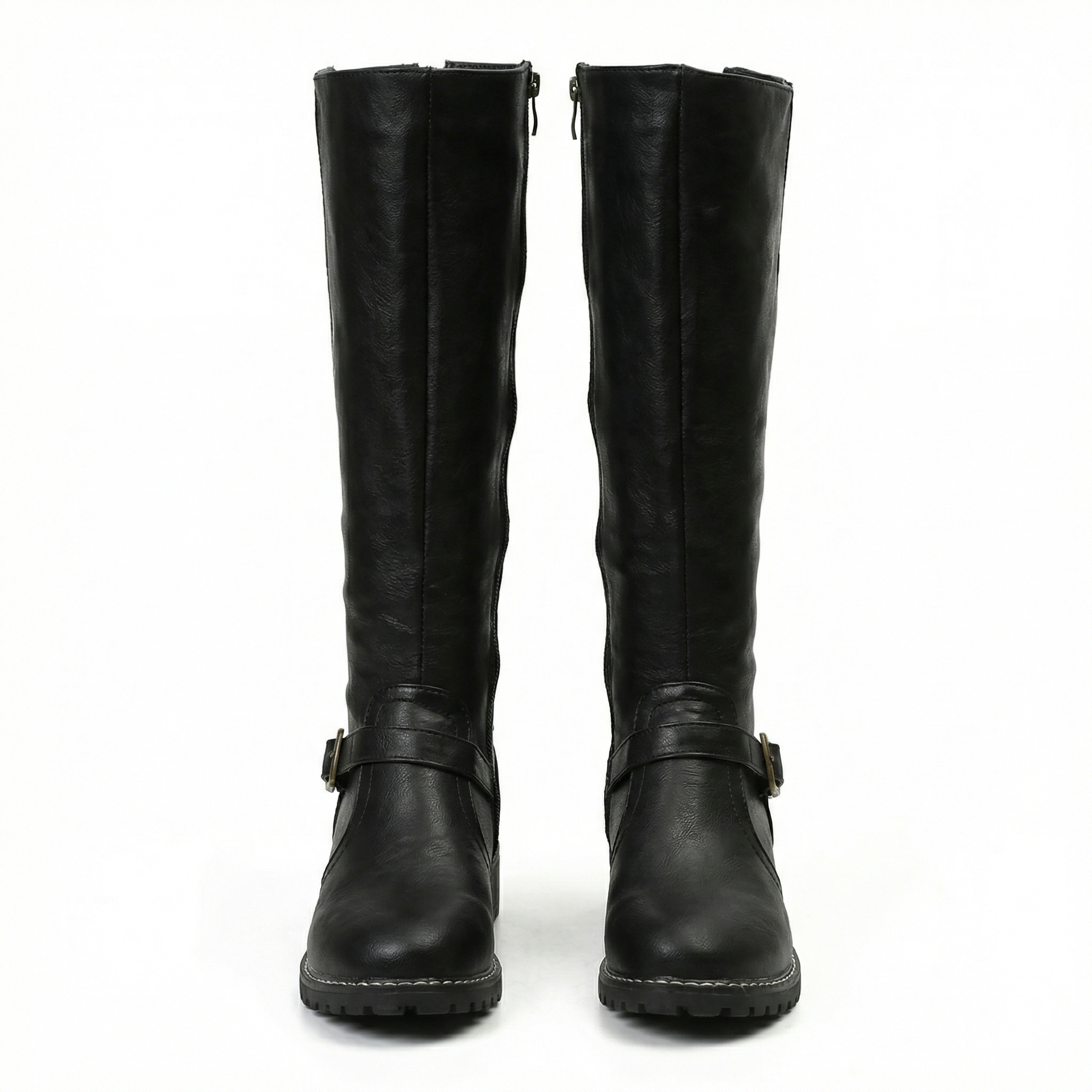 Women's leather high boots with cushioned footbed