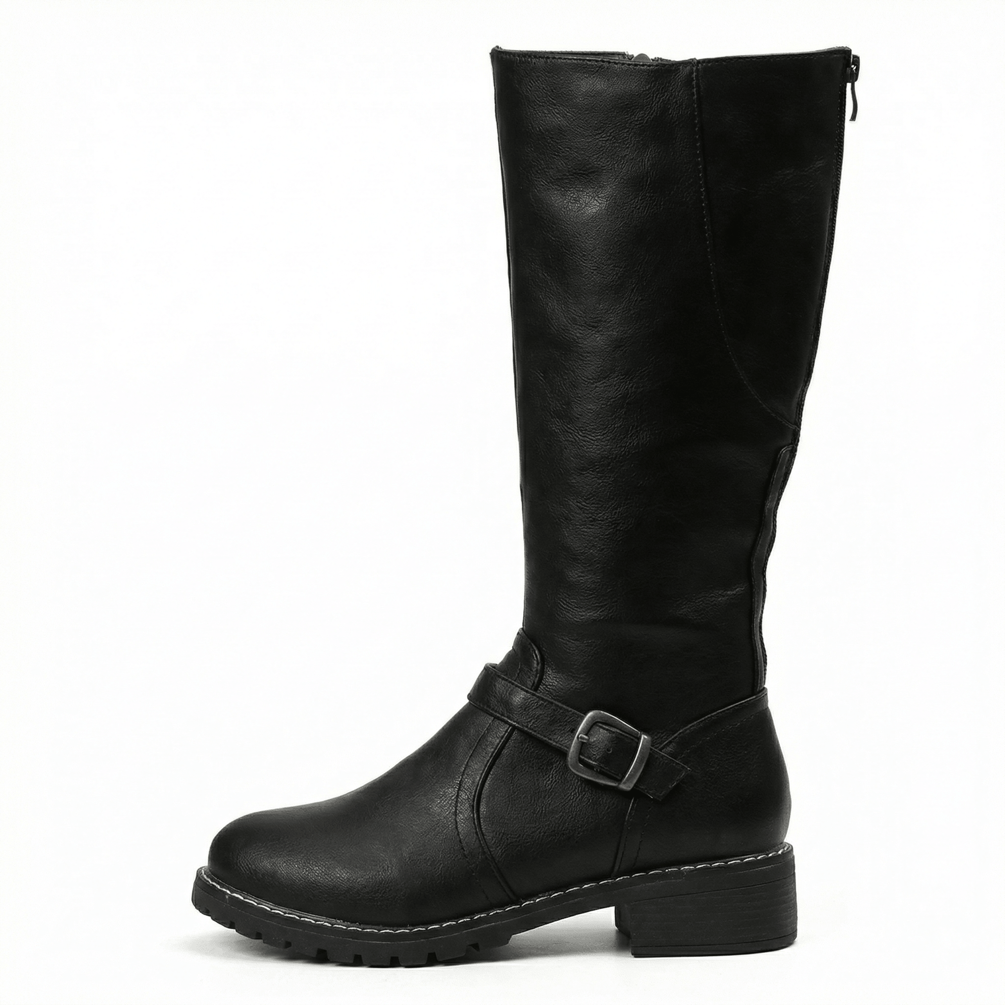 Leather High Boots Women's Cushioned Footbed Non-Slip Sole Comfortable Fit - Mateo & Eliana