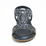 Women's boho flat open toe sandals with arch support and buckle straps