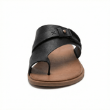Slide Sandals Women's Vegan Leather Cushioned Footbed Slip-On Flat Summer - Mateo & Eliana