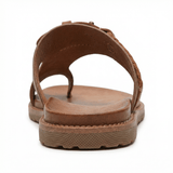 Slide Sandals Women's Vegan Leather Cushioned Footbed Slip-On Flat Summer - Mateo & Eliana