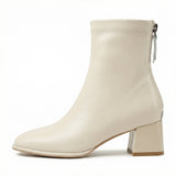 Square Toe Ankle Boots Mid Block Heel Side Zipper Women's Everyday Wear - Mateo & Eliana