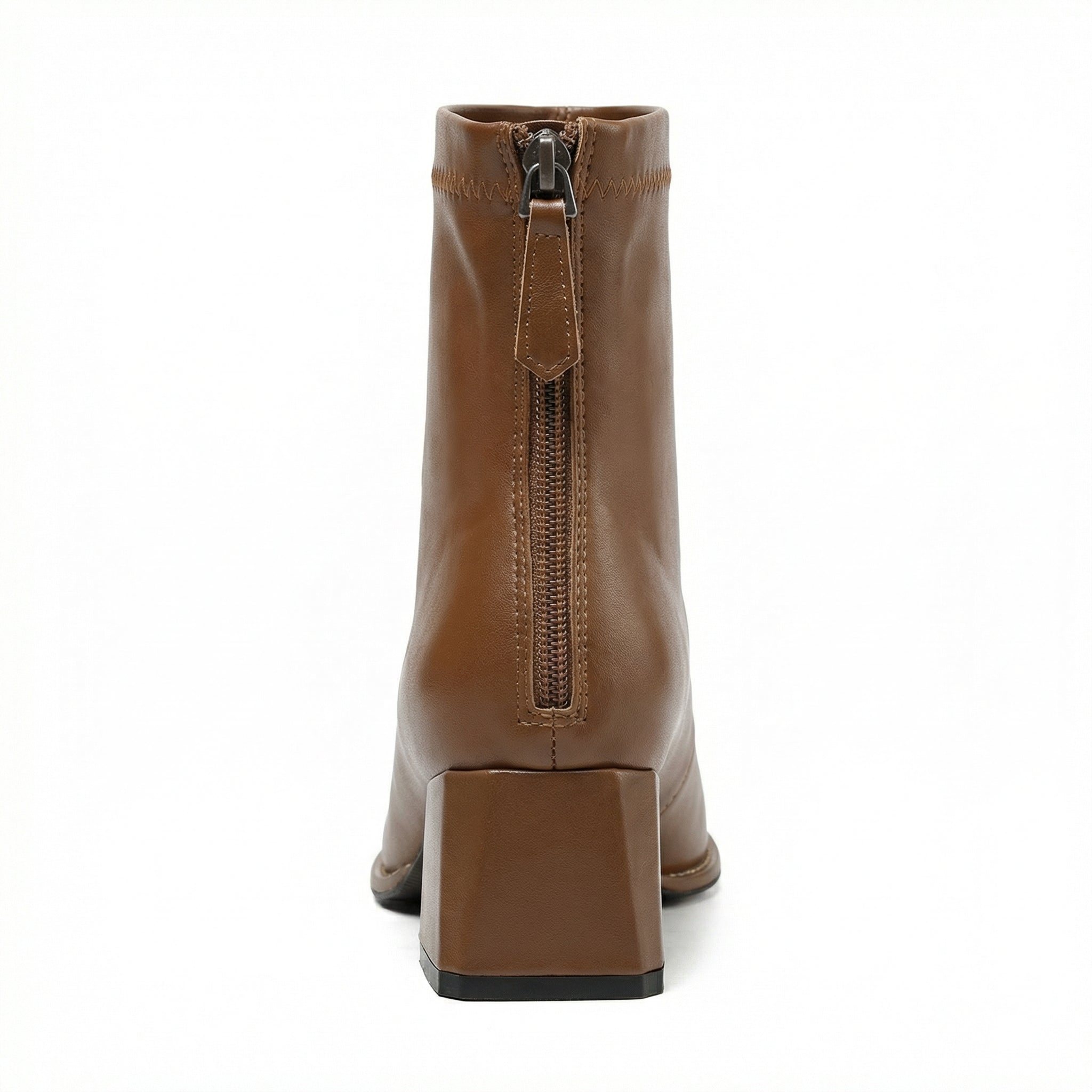 Square Toe Ankle Boots Mid Block Heel Side Zipper Women's Everyday Wear - Mateo & Eliana