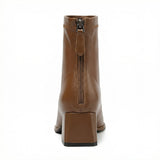 Square Toe Ankle Boots Mid Block Heel Side Zipper Women's Everyday Wear - Mateo & Eliana