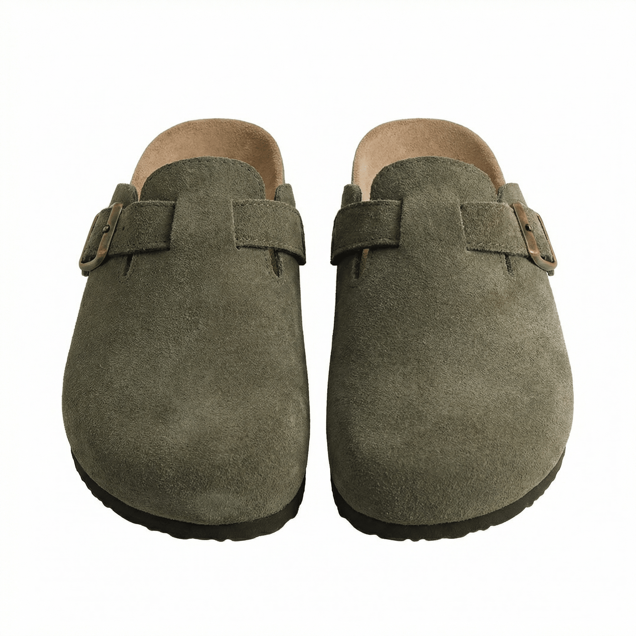 Suede Slippers Cork Footbed Adjustable Straps Slip-On Comfort Indoor Outdoor - Mateo & Eliana