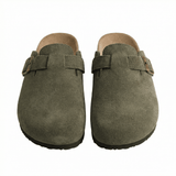 Suede Slippers Cork Footbed Adjustable Straps Slip-On Comfort Indoor Outdoor - Mateo & Eliana