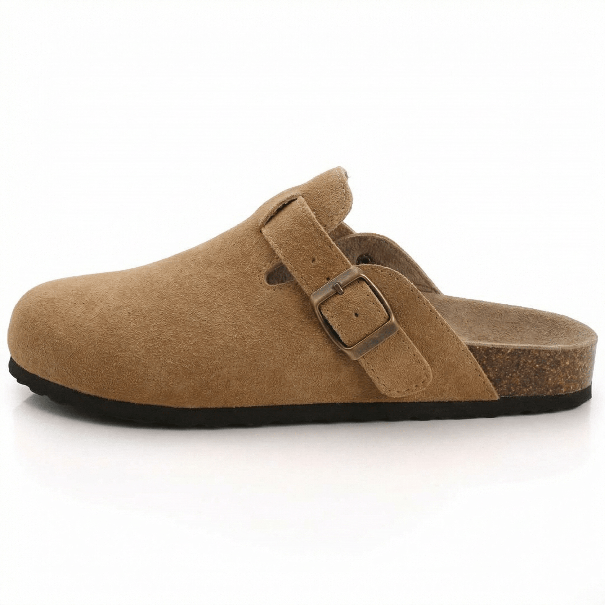 Suede Slippers Cork Footbed Adjustable Straps Slip-On Comfort Indoor Outdoor - Mateo & Eliana