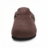 Suede Slippers Cork Footbed Adjustable Straps Slip-On Comfort Indoor Outdoor - Mateo & Eliana