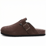 Suede Slippers Cork Footbed Adjustable Straps Slip-On Comfort Indoor Outdoor - Mateo & Eliana