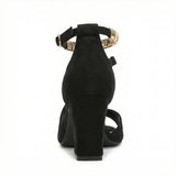 Women's Block Heel Sandals with Open Toe and Ankle Strap