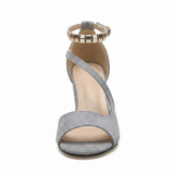 Women's Block Heel Sandals with Open Toe and Ankle Strap