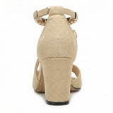 Women's Block Heel Sandals Open Toe Ankle Strap Buckle Closure Evening Party - Mateo & Eliana