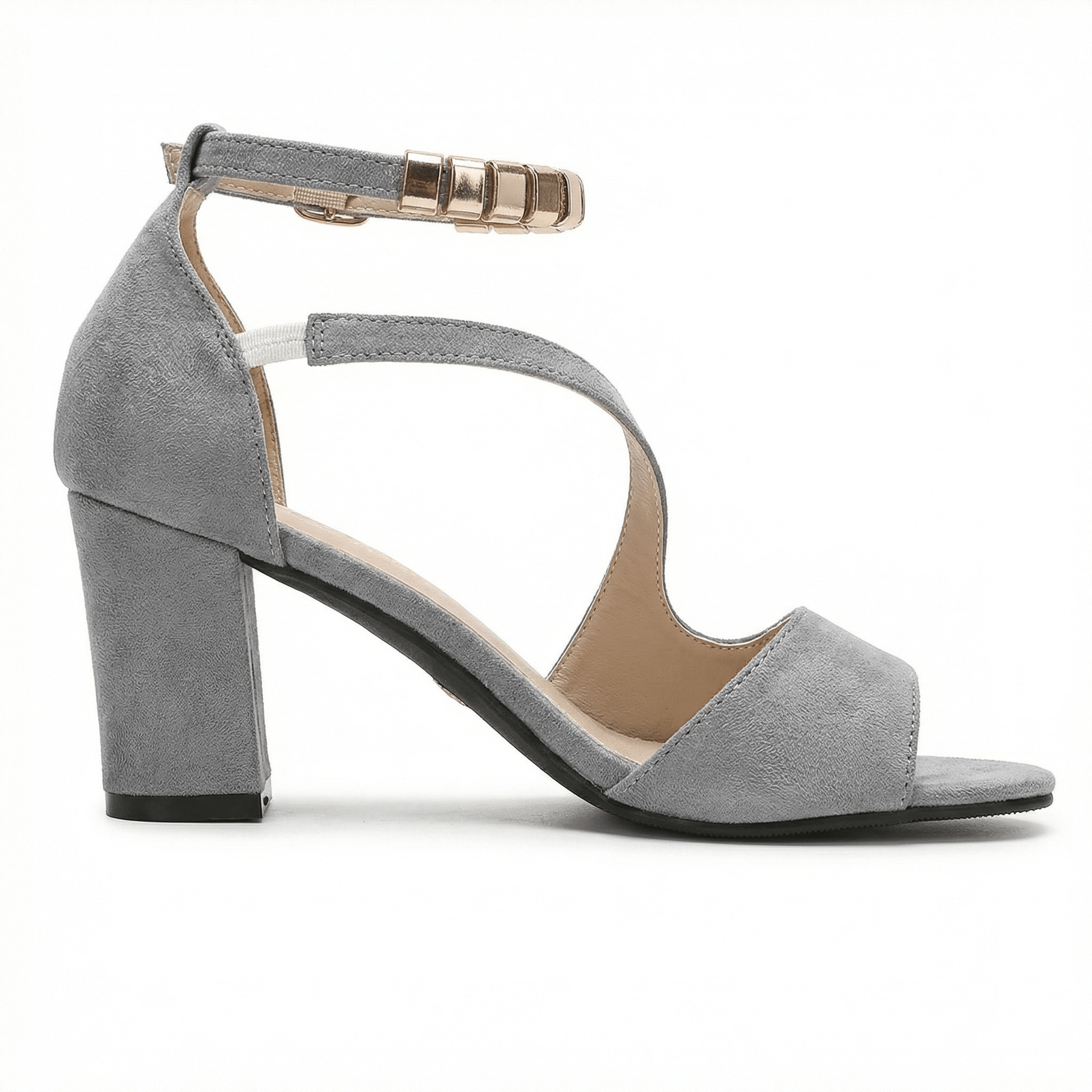 Women's Block Heel Sandals Open Toe Ankle Strap Buckle Closure Evening Party - Mateo & Eliana