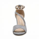 Women's Block Heel Sandals Open Toe Ankle Strap Buckle Closure Evening Party - Mateo & Eliana