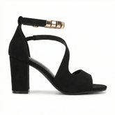Women's Block Heel Sandals Open Toe Ankle Strap Buckle Closure Evening Party - Mateo & Eliana