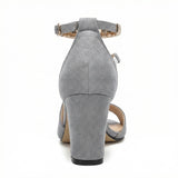 Women's Block Heel Sandals Open Toe Ankle Strap Buckle Closure Evening Party - Mateo & Eliana