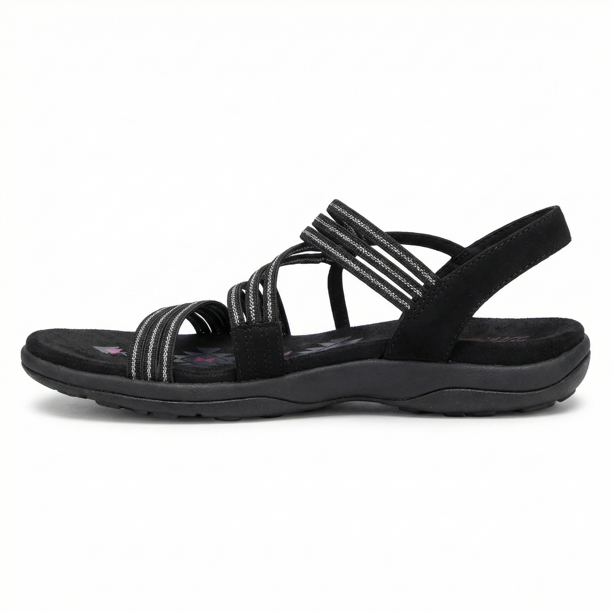 Women's Flat Open Toe Sandals with Memory Foam Insole and Velcro Straps