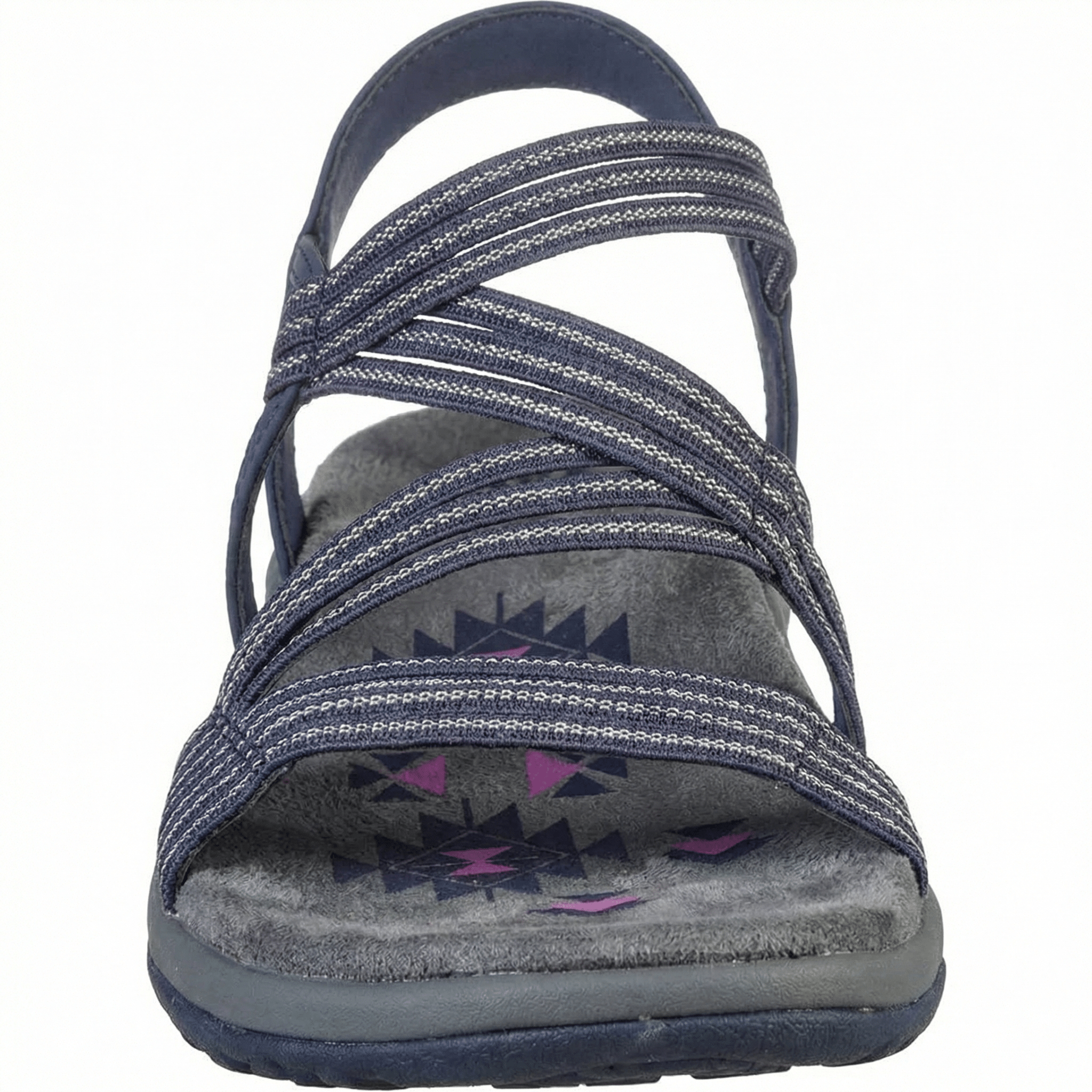 Women's Flat Open Toe Sandals Memory Foam Insole Adjustable Velcro Straps Faux Leather Upper - Mateo & Eliana