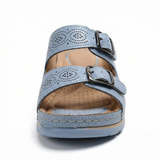 Women's Leather Sandals with Ergonomic Footbed and Arch Support