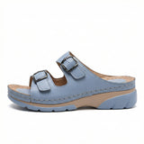 Women's Leather Sandals, Ergonomic Footbed, Arch Support, Adjustable Strap, Non-Slip Sole - Mateo & Eliana