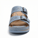 Women's Leather Sandals, Ergonomic Footbed, Arch Support, Adjustable Strap, Non-Slip Sole - Mateo & Eliana