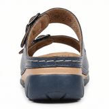 Women's Leather Sandals, Ergonomic Footbed, Arch Support, Adjustable Strap, Non-Slip Sole - Mateo & Eliana