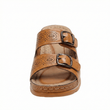 Women's Leather Sandals, Ergonomic Footbed, Arch Support, Adjustable Strap, Non-Slip Sole - Mateo & Eliana