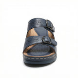 Women's Leather Sandals, Ergonomic Footbed, Arch Support, Adjustable Strap, Non-Slip Sole - Mateo & Eliana