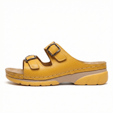 Women's Leather Sandals, Ergonomic Footbed, Arch Support, Adjustable Strap, Non-Slip Sole - Mateo & Eliana