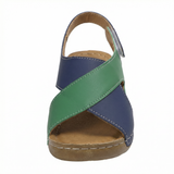 Women's leather sandals with cushioned sole and adjustable straps