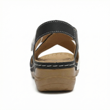 Women's leather sandals with cushioned sole and adjustable straps