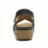 Women's Leather Sandals with Cushioned Sole, Adjustable Straps, Lightweight Casual Fit - Mateo & Eliana