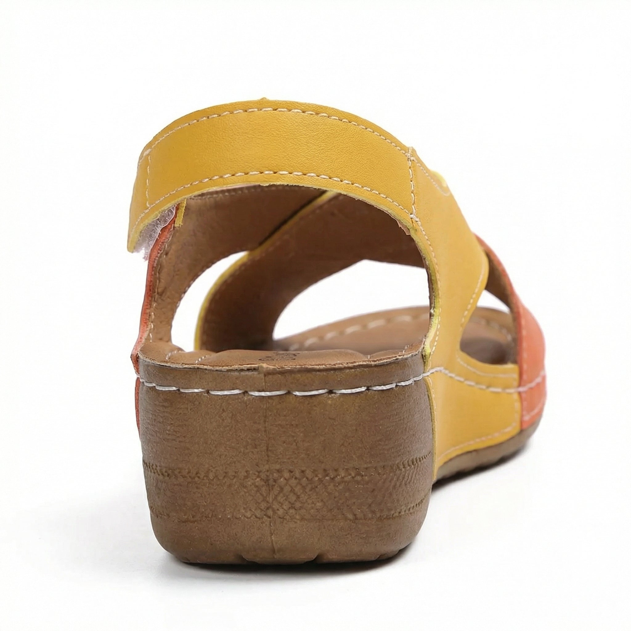 Women's Leather Sandals with Cushioned Sole, Adjustable Straps, Lightweight Casual Fit - Mateo & Eliana